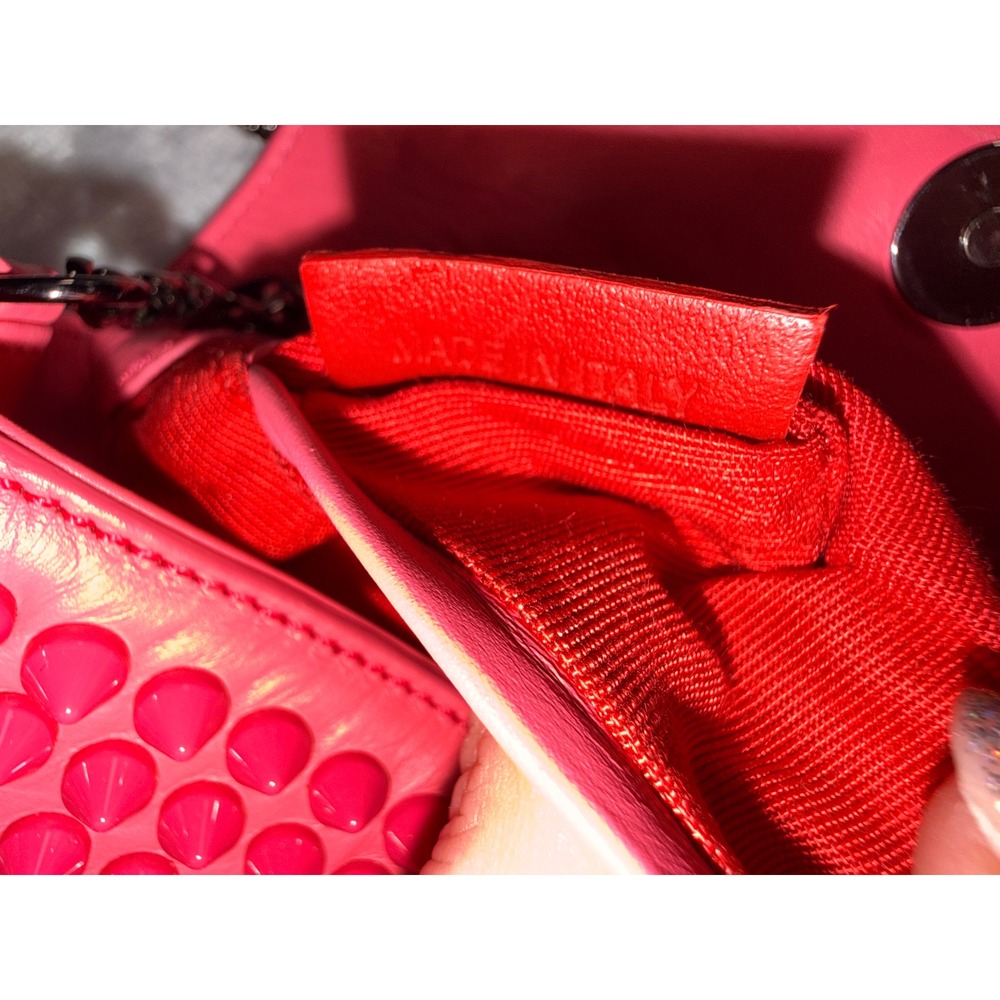 Christian Louboutin Sweet Charity Spiked Mini Shoulder Bag Neon Pink Leather - Picture 10 of 16